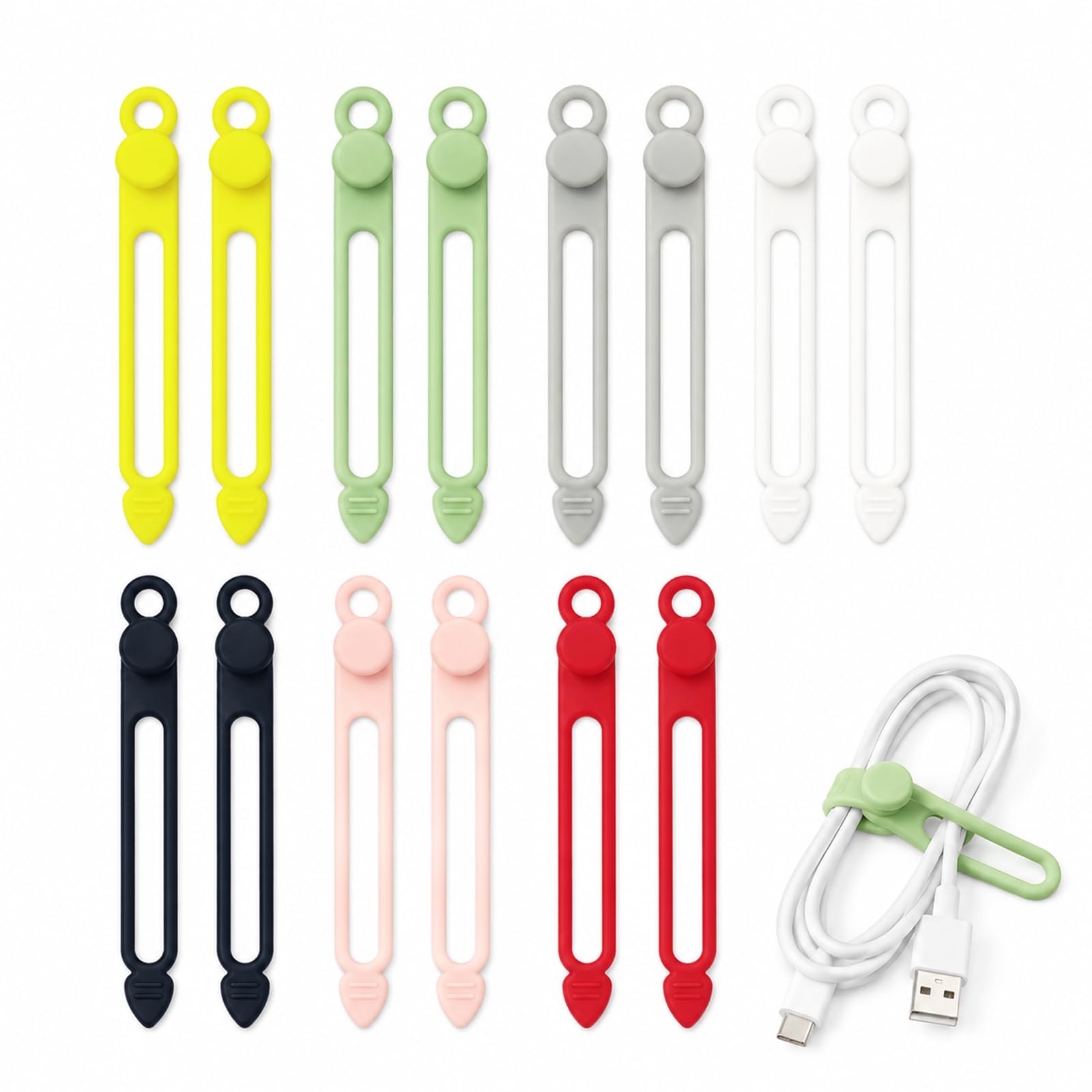 14 Pcs Adjustable Cable Organiser for Desk, Reusable Travel Cable Organisers, Usb Desktop Organizer for Home Office Data Centers Wire Tie (Gray Pink Red Black Green Yellow White)-image-34