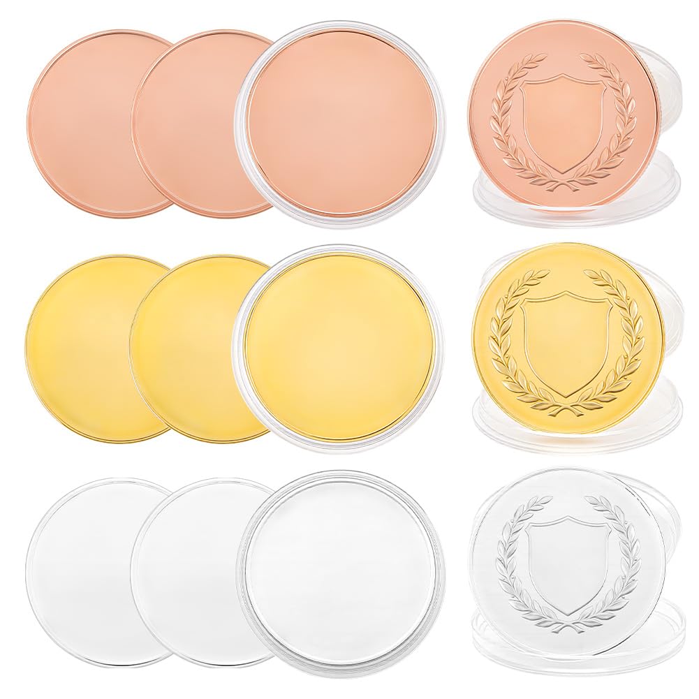 BENECREAT 12 pz di Moneta Da Sfida Vuota Da 3mm, 40 colori, per Incisione Laser, Monete Incise In Bianco per Artigianato Fai Da Te, Compleanni, Viaggi, Collezioni Commemorative