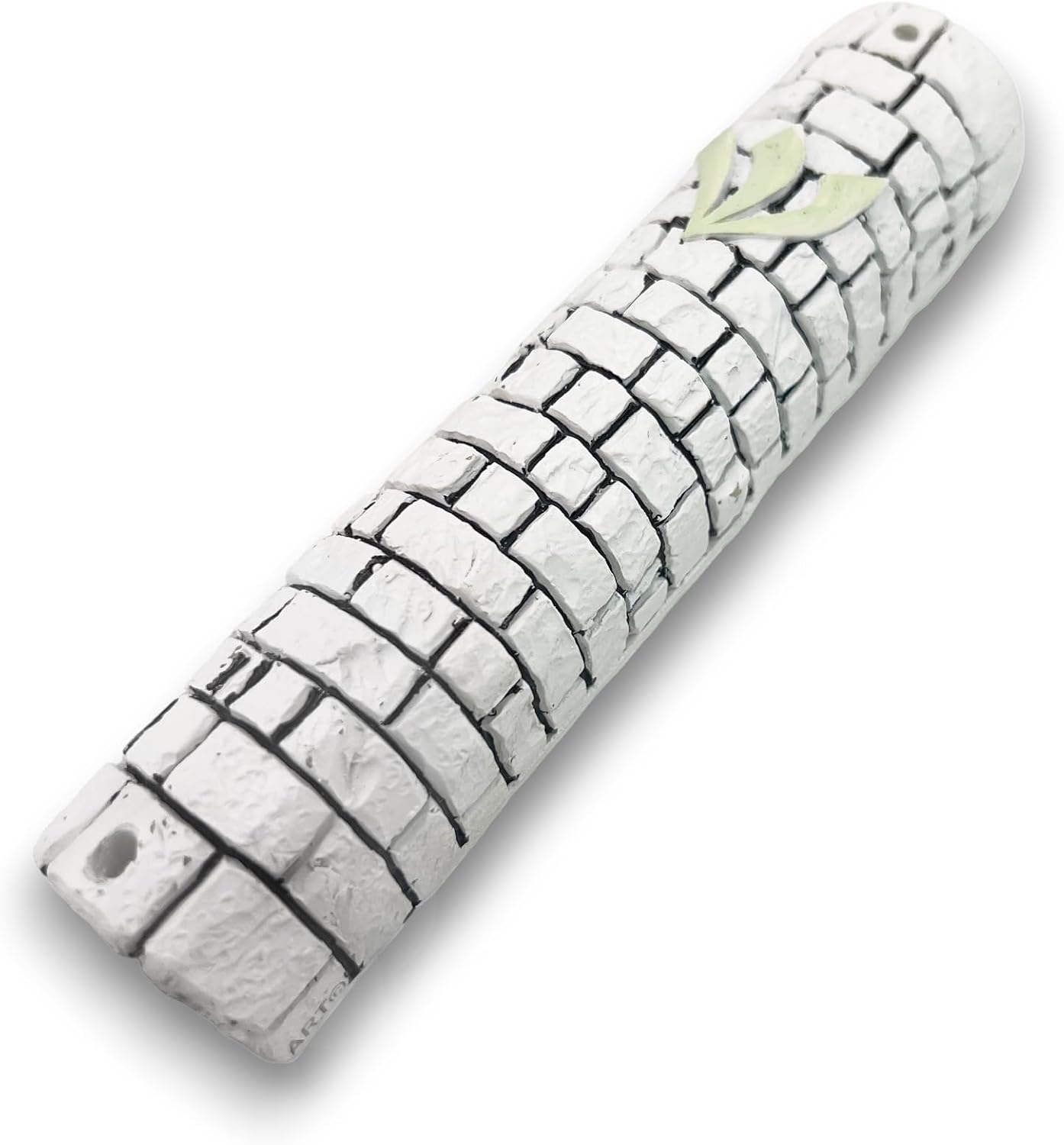 Large Ceramic Mezuzah Case with Shema Non-Kosher Scroll Klaf for Door Judaica Jewish Decor Housewarming Gift Home Protection & Blessing Indoor or Outdoor Adhesive Mount 15cm/5.8"
