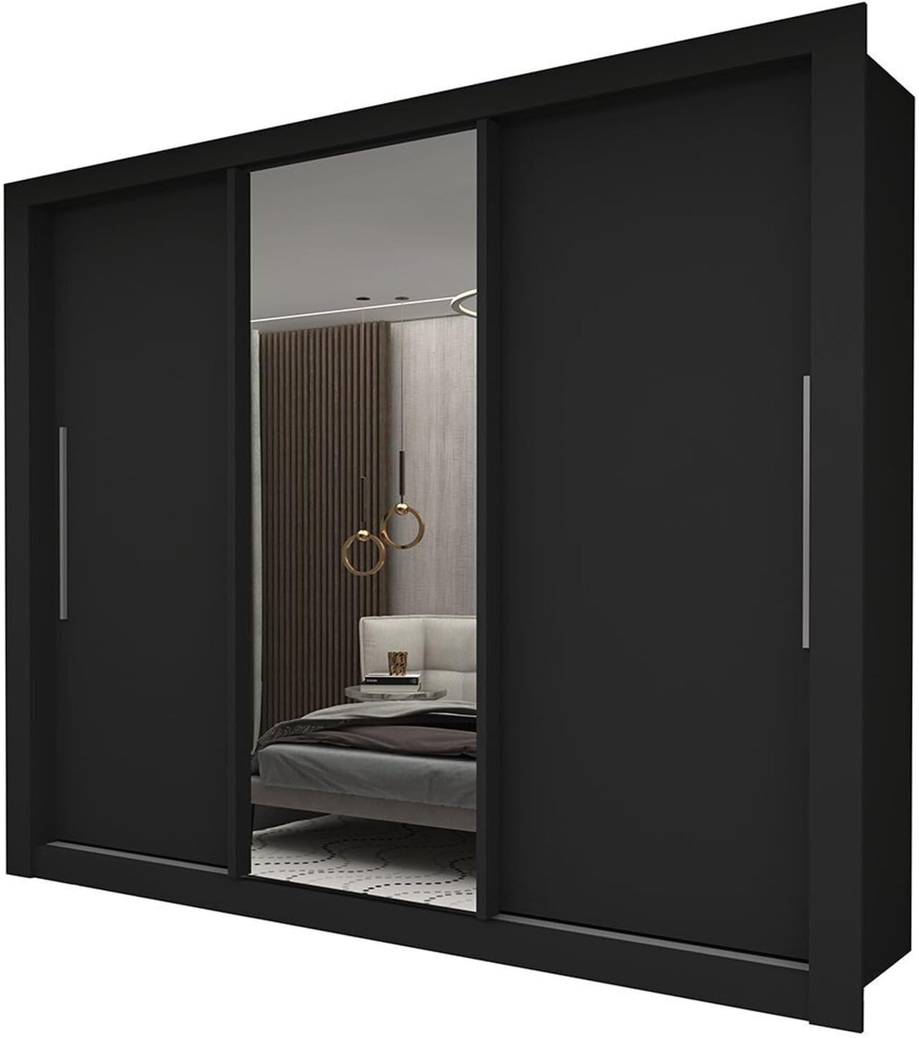 Guarda-roupa Casal 3 Portas 1 Porta Espelhada Milão Yescasa Preto Guarda-roupa Casal 3 Portas 1 Porta Espelhada Milão Yescasa Preto