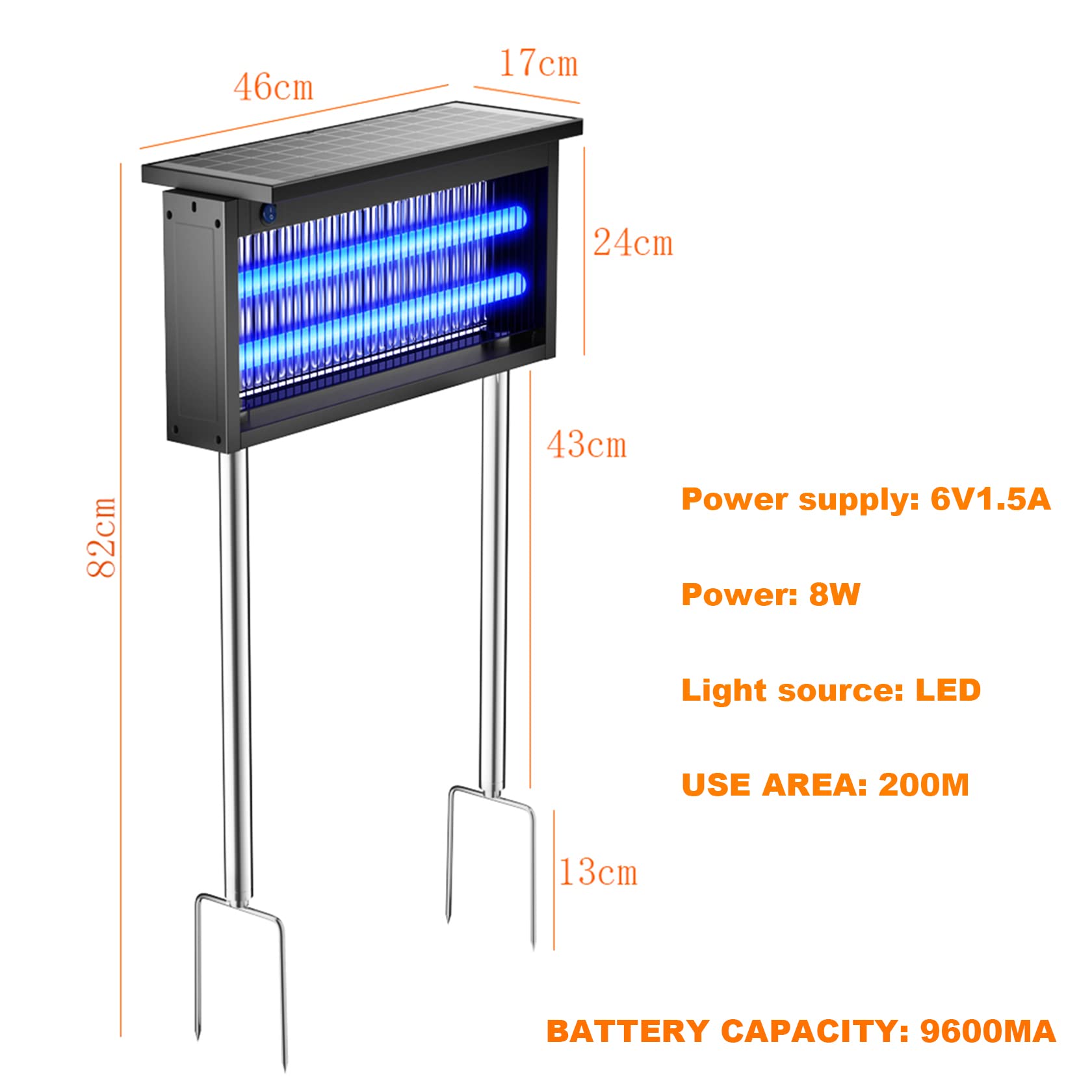 Killer per Mosche a LED Solare Trappola per Mosche 2 in 1 ad Alte Prestazioni per Interni ed Esterni Multifunzionale, Bug Zapper IPX4 Lampada antizanzare Impermeabile di Alta qualità, Batteria al li