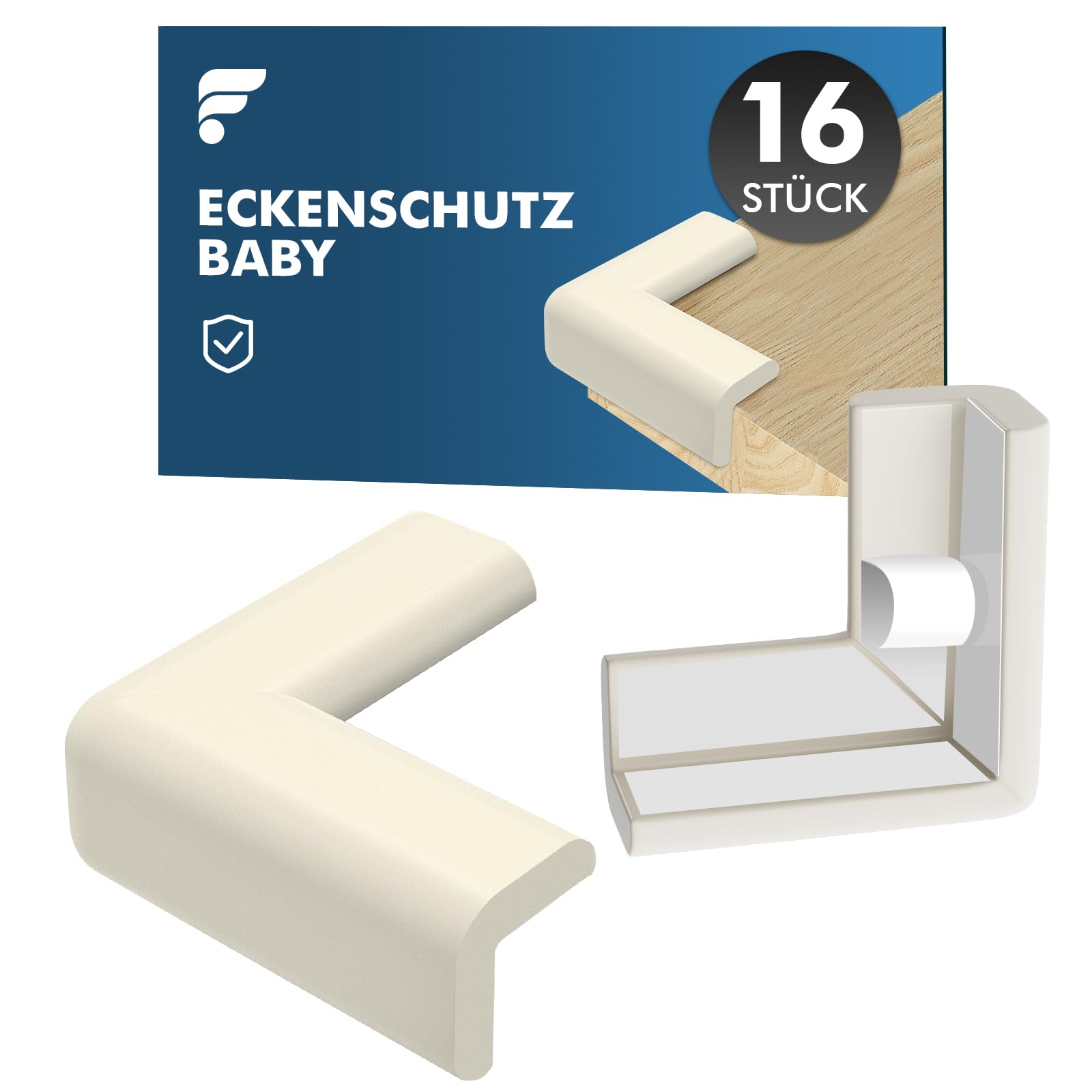 shinfly 16 Stück Eckenschutz Baby, Kantenschutz Baby - Weicher Stoßschutz Eckschutz Schaumstoff, Selbstklebend Kindersicherung Tischkantenschutz für Verschiedene Möbel, Extra Starker(Wollweiß)
