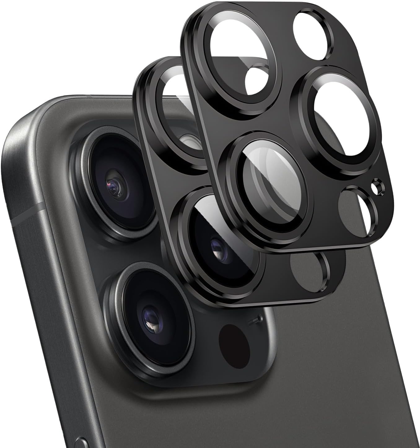 T Tersely 2 Pack Designed for iPhone 14 Pro/iPhone 14 Pro Max Camera Lens Protector,Alloy Metal Camera protector with Tempered Glass Screen Protector,Scratch Resistant,Easy to Install (Black)