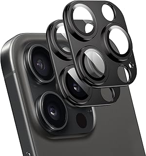 واقي عدسة الكاميرا من منصور لموبايل آيفون 14 برو/ آيفون 14 برو ماكس، غطاء كاميرا من الخليط المعدني مع اكسسوارات شاشة حماية من الزجاج المقوى مناسب للجراب ومقاوم للخدش وسهل التركيب، عبوة من 2 قطعة (أسود