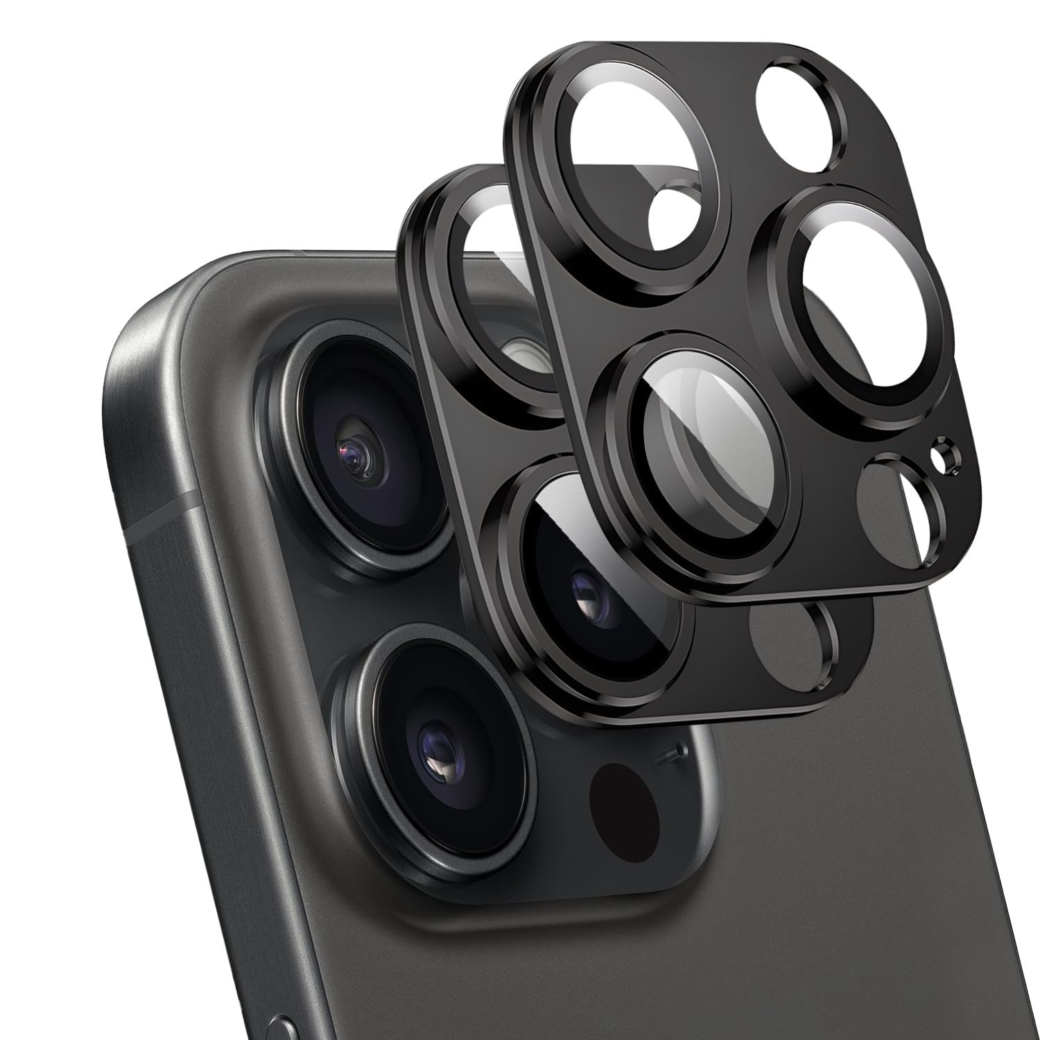 (2 Pack)T Tersely Camera Lens Protector for iPhone 14 Pro/iPhone 14 Pro Max, Alloy Metal Camera Cover with Tempered Glass Screen Protector Accessories,Scratch Resistant,Easy to Install (Black)
