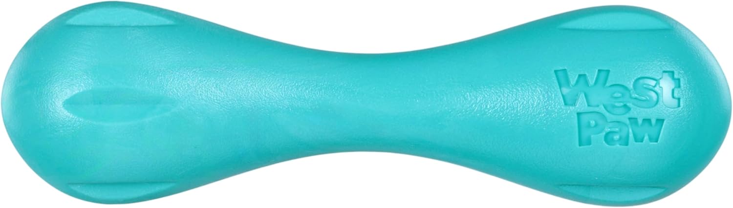 WEST PAW Zogoflex Hurley Dog Bone Chew Toy – Floatable Pet Toys for Aggressive Chewers, Catch, Fetch – Bright-Colored Bones for Dogs – Recyclable, Dishwasher-Safe, Non-Toxic, Large, Teal