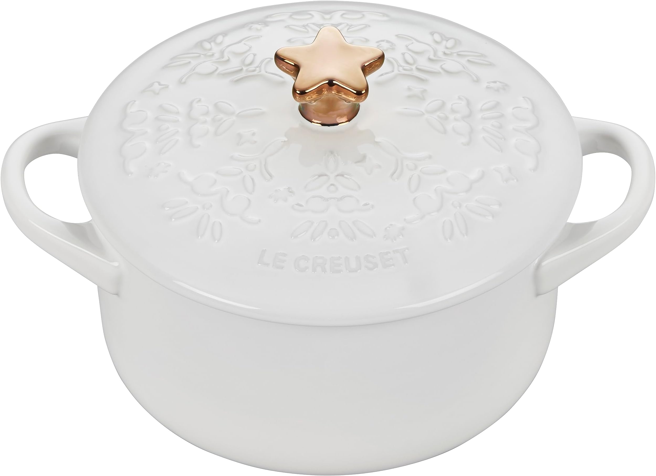 Le CreusetNoël Collection Stoneware Mini Cocotte with Star Knob, 24 oz., White