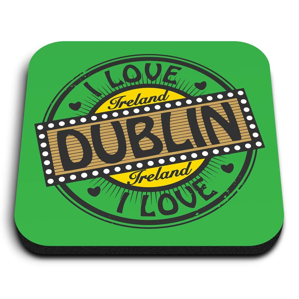 Destination Vinyl Ltd Multicolor 1 X Square Mdf Fridge Magnet - I Love Dublin Ireland Irish Travel Stamp 5014