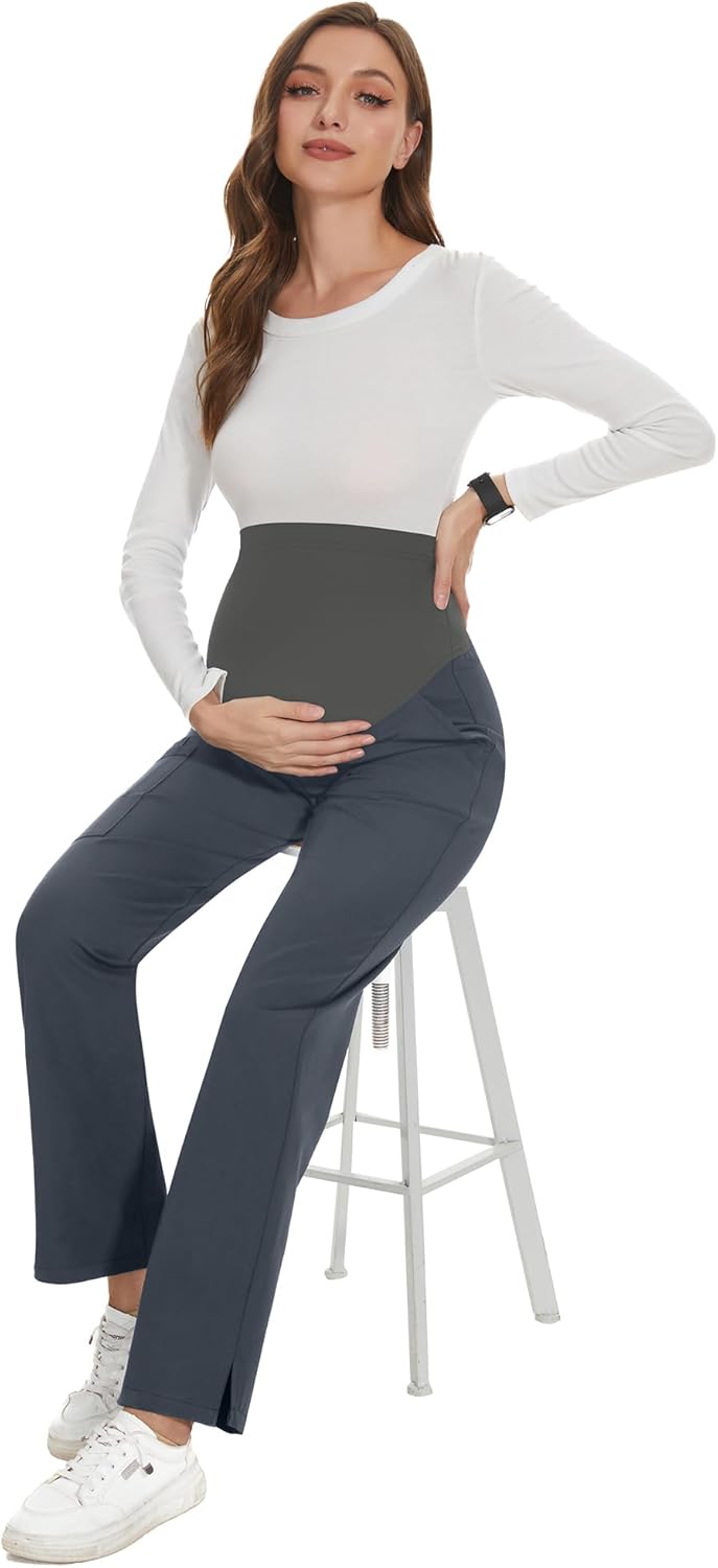 POSHGLAM Women's Maternity Scrubs Pant 6-Pocket Stretchy Comfy Workwear Casual Pregnancy Pants, S-XXL - Image 4