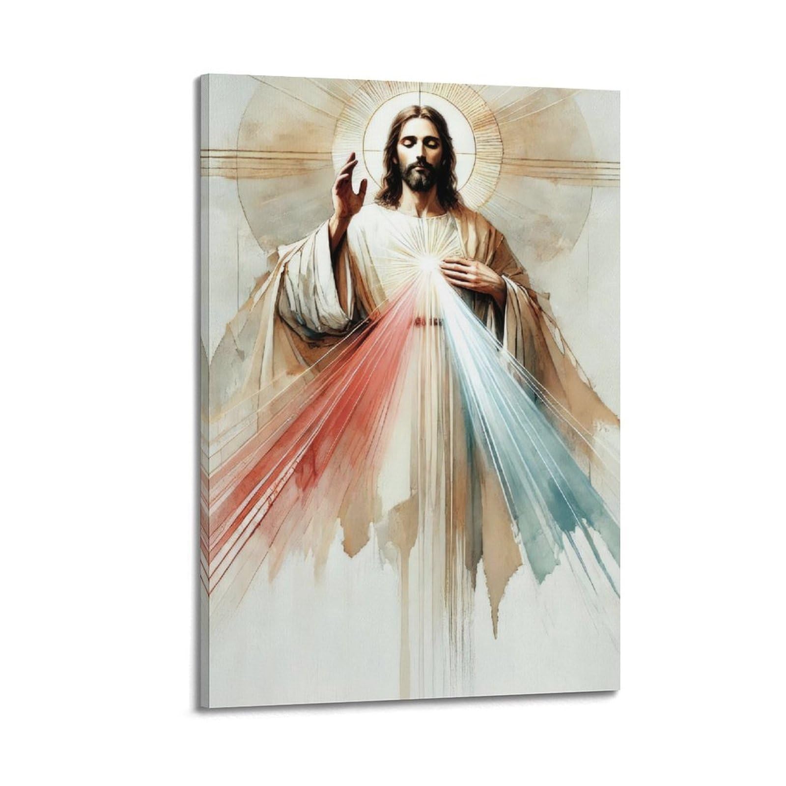 ESTE Christianity Jesus Divine Mercy Watercolor Style Poster Decorative Painting Canvas Modern Art Picture 20x30inch(50x75cm)