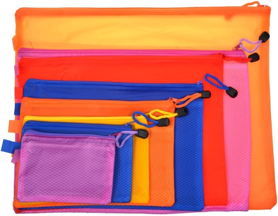 YYMIAO-Set of 8 Office Document Cash Coin Stationery Storage Organizer Packing Bags, Assorted Specifications