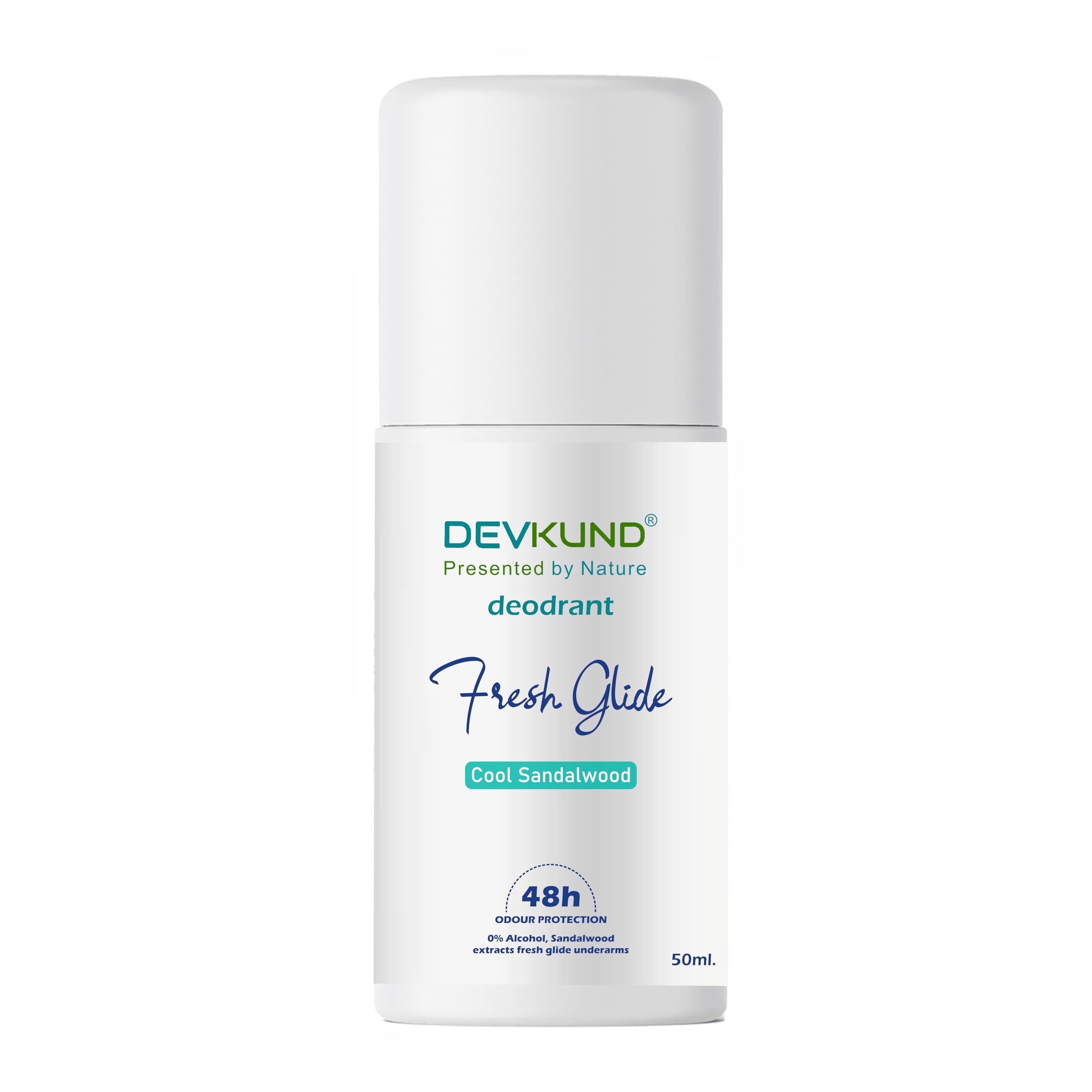 Fresh Glide Underarm Roll On Deodorant, Antiperspirant With Cool Sandalwood, Glycerine, Removes Odour, Keeps Skin Fresh & Clean, Alcohol Free, 50 ml