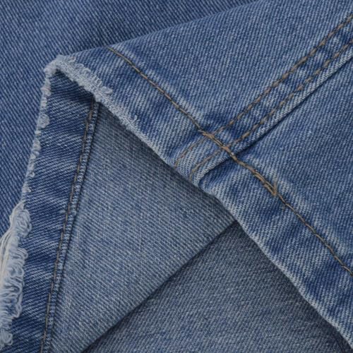 Women's Straight Leg Jeans Button Down Low Rise Ripped Jeans Plus Size Boyfriend Distressed Denim Pants with Pocket4