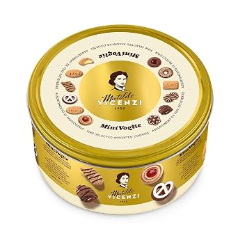 Matilde Vicenzi Minivoglie Shortbread Cookies Gift Tin - Assorted Italian Butter Cookies & Pastries for Gifting, Italian Cookies Gifts For Birthdays, Special Occasions, Kosher Dairy, Non-GMO, 17.6 oz