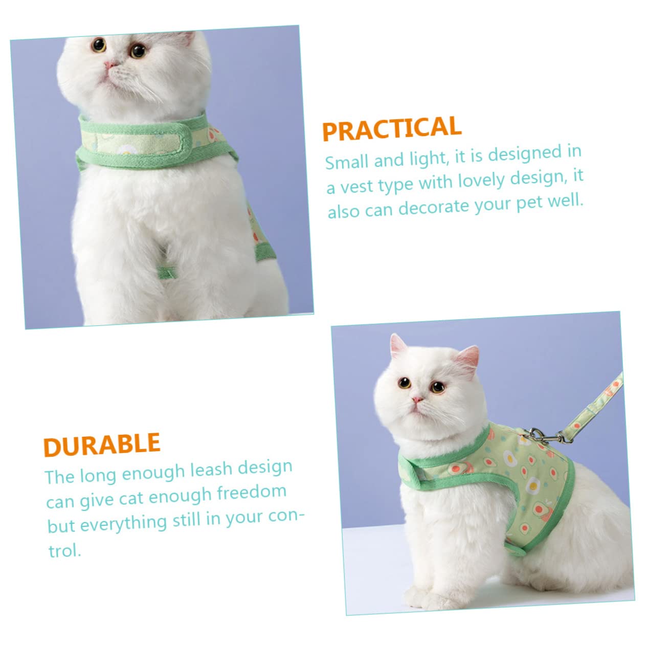 Toddmomy 3juegos Arnés para Gato con Correa De Estampado De Aguacate Chaleco De Malla Transpirable para Mascotas para Paseos con Gatos y Perros Pequeños