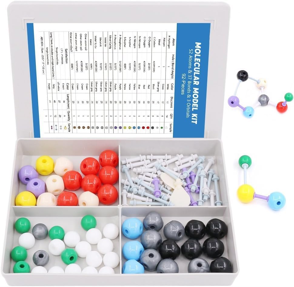 Swpeet 92 Pcs Chemistry Molecular Model Student and Teacher Set, Set for Inorganic & Organic - 52 Atoms 37 Bonds 3 Orbitals-image-6