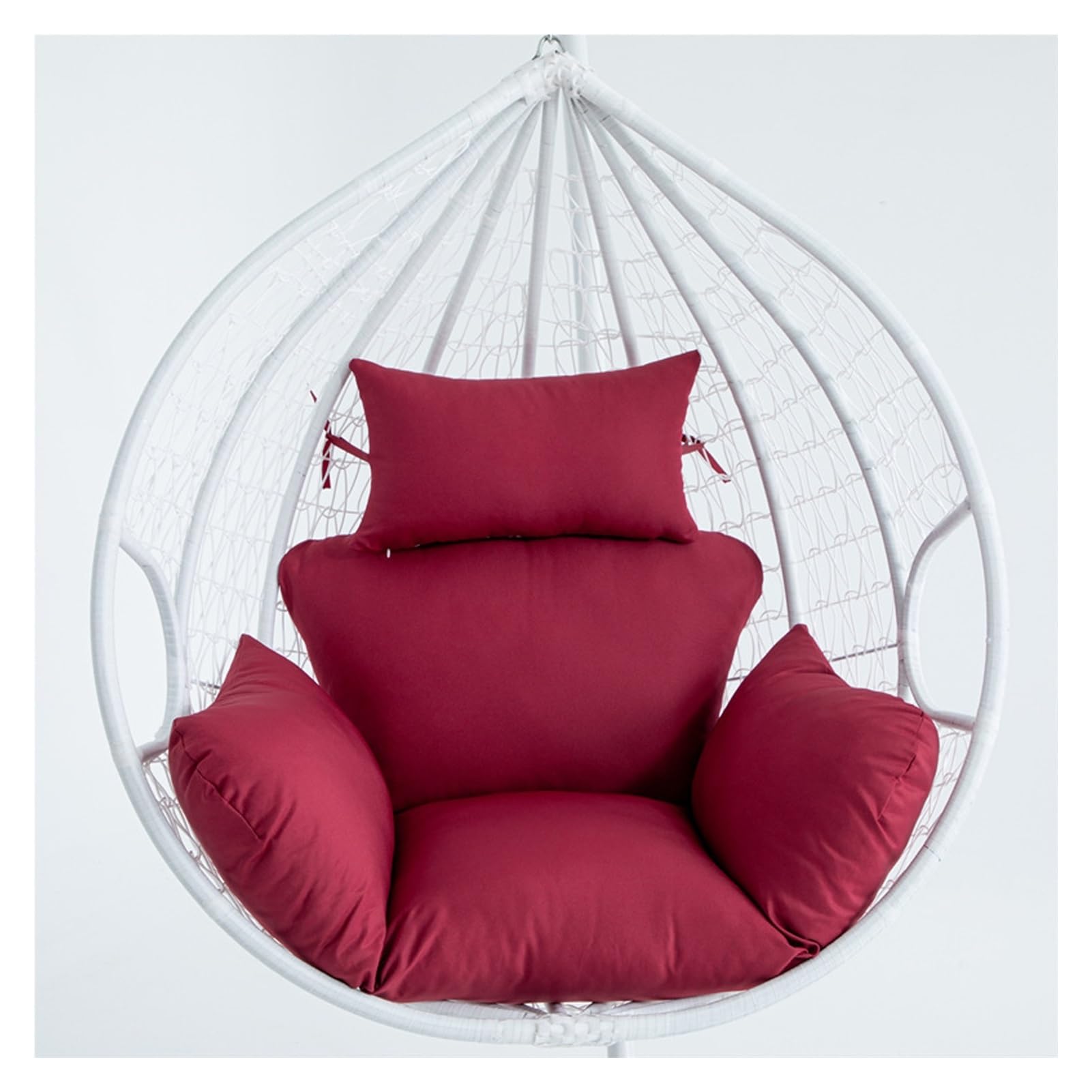 Meiiron Simple Egg Chair Swing Cushion, Seat Cushion Only, Hanging Chair Cushion Replacement Pad with Pillow for Outdoor Indoor Egg Hanging Basket Chair(Red)