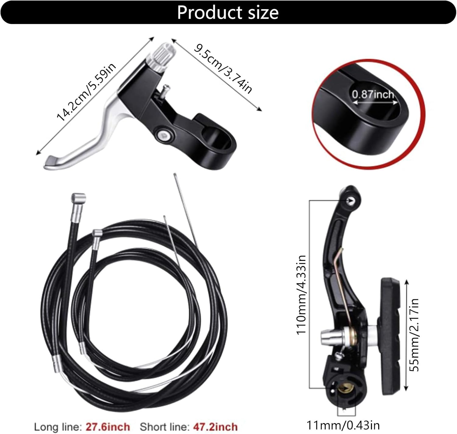 Guojiang Mountain Bike V Brake Front Rear Caliper Set Include Brakes Levers Calipers Bicycles Brake Set Easy Installation