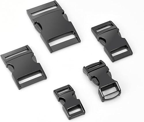 Miniatura 6 de CooBigo Paquete de 5 hebillas de metal de liberación lateral de 1 pulgada para collar de perro, hebillas de clip para arneses, correa de cuero,