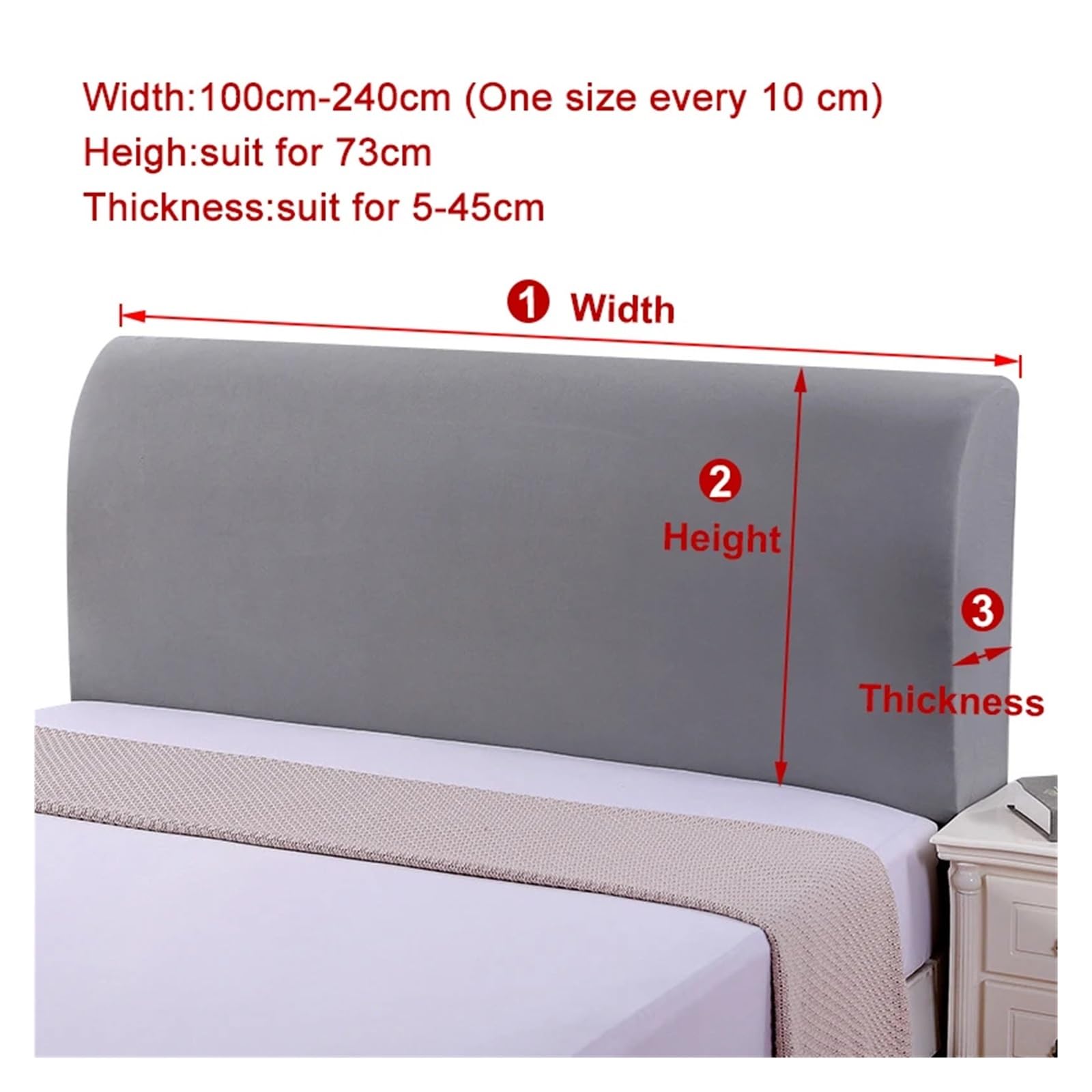 Copri Testiera Letto Copritestata Testiera for Letto Matrimoniale Copriletto Ispessito Protezione Morbida Decorazione Domestica Copriletto Camera da Letto(1-Grey,220x70cm)