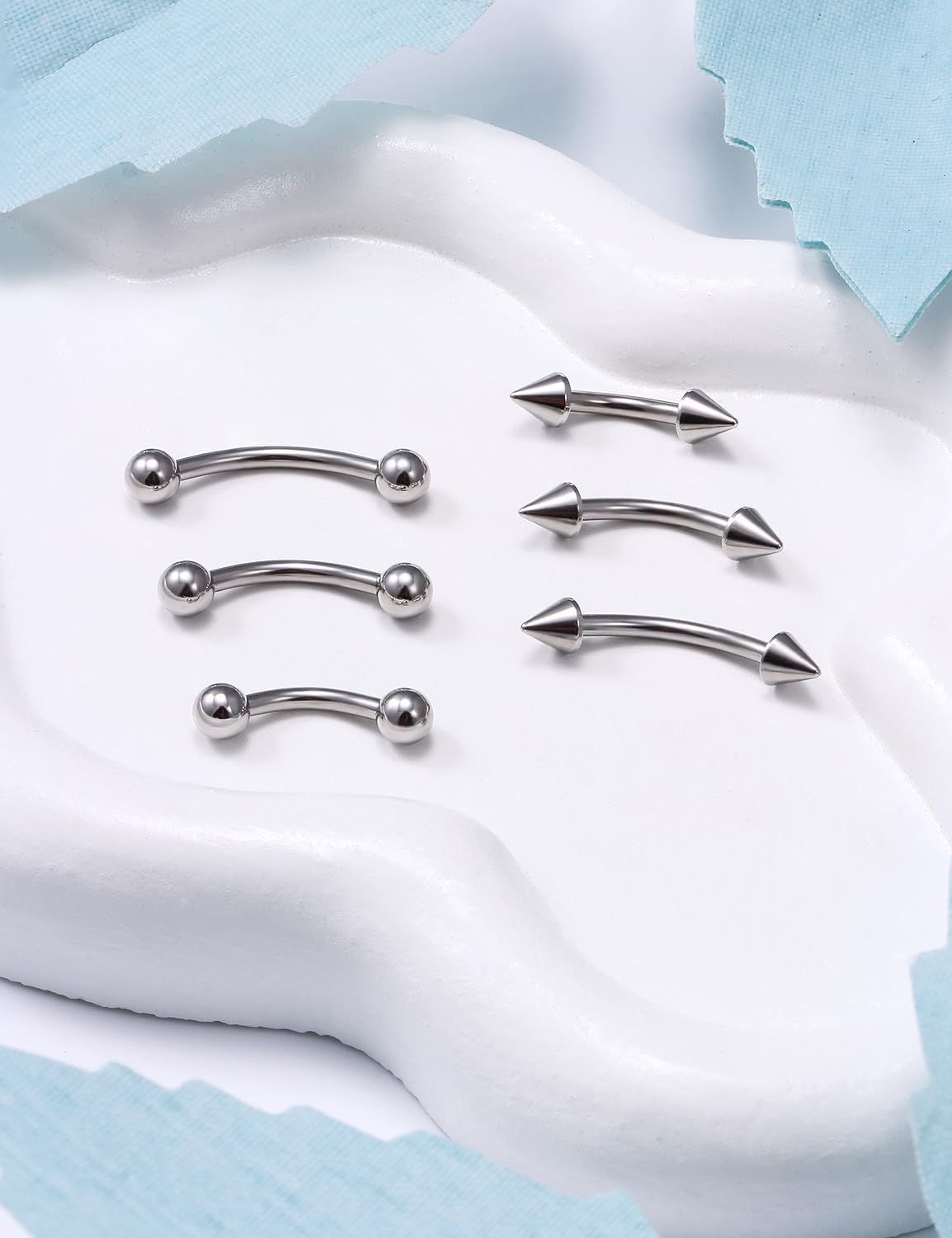 Dyknasz Eyebrow Piercing Jewelry Surgical Steel Curved Barbell Tiny Eyebrow Ring Vertical Labret Lip Jewelry Ear Rook Navel Small Belly Button Ring for Women Men 20g 16g 6mm/8mm/10mm - Image 5