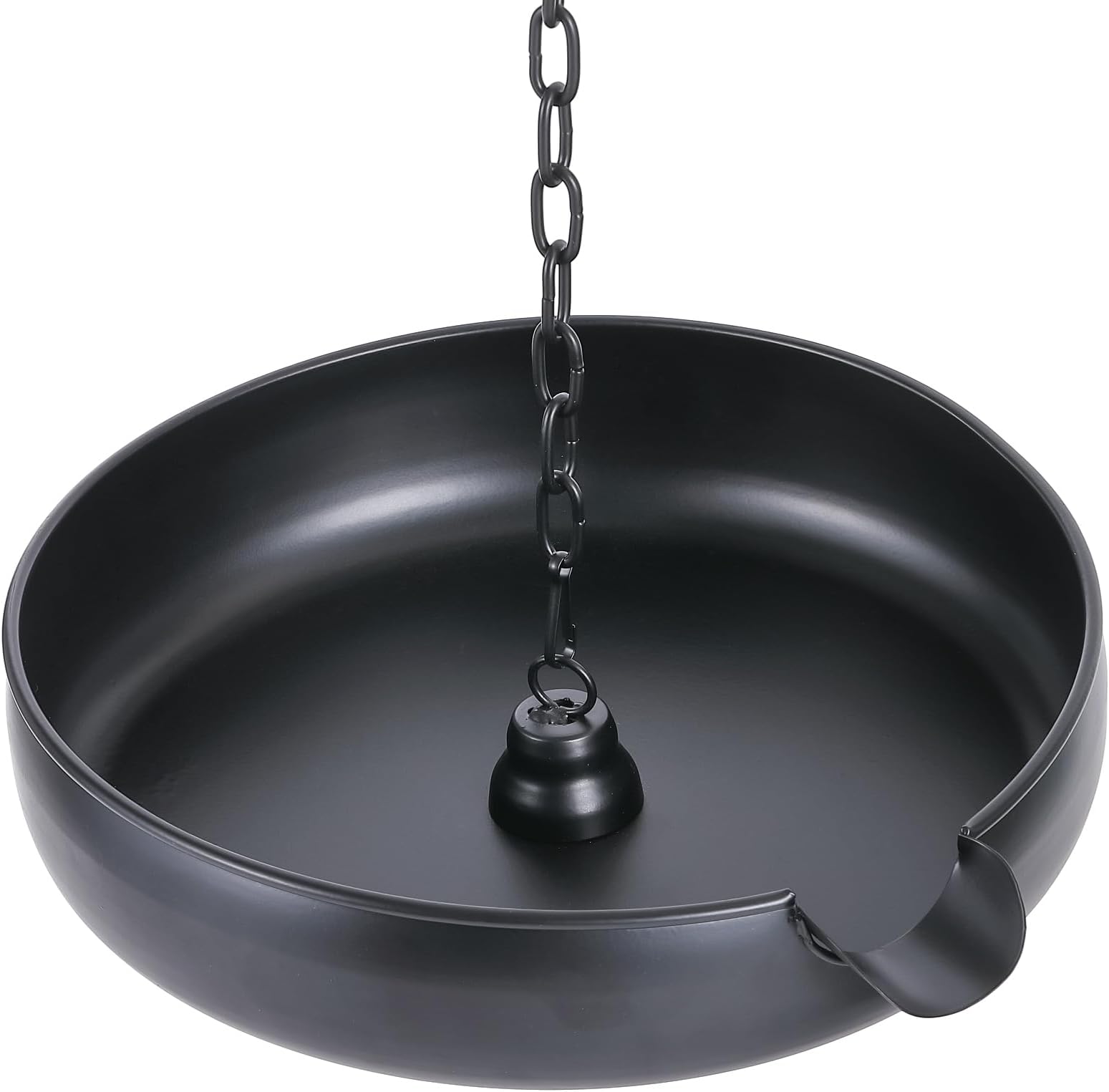 Rain Chain Anchoring Basin, Metal Bowl for Rain Chain Downspout Gutters, Black Rain Chain Basin of Chain Display for Outdoor Garden, Lawn and Patio Water Feature, 10.23 inch Diameter, 2 Inches High