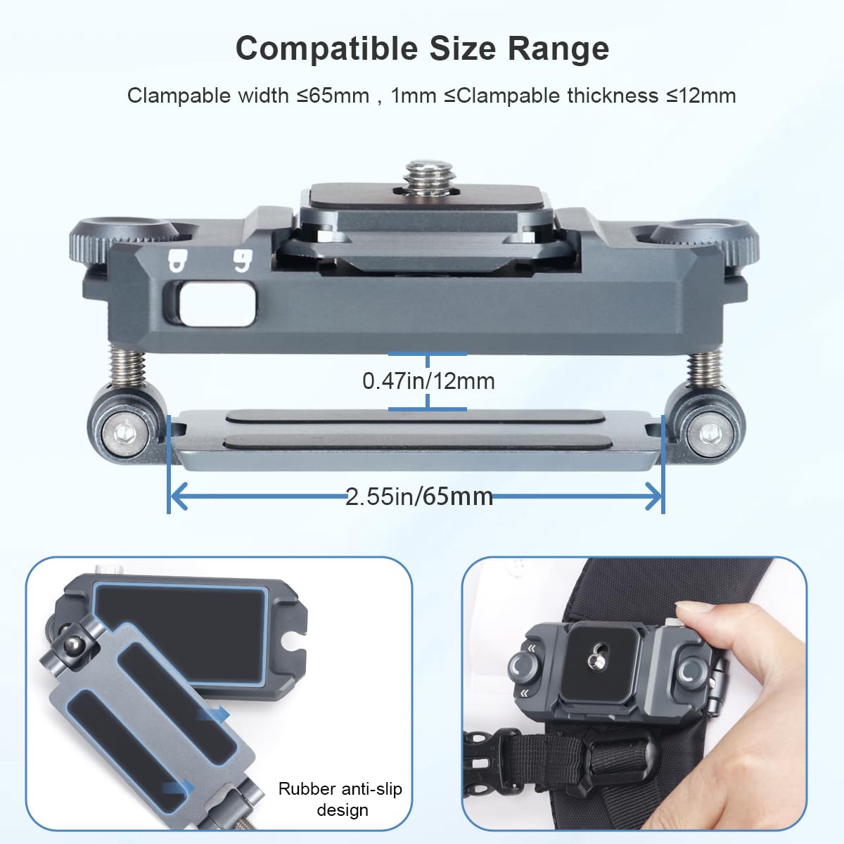 Koolehaoda QB-1 Clip pour Appareil Photo, Montage sur Bandoulière ou Ceinture Clip de Caméra à Dégagement Rapide pour GoPro, Machine à Cartes, DSLR Caméra et des Jumelles