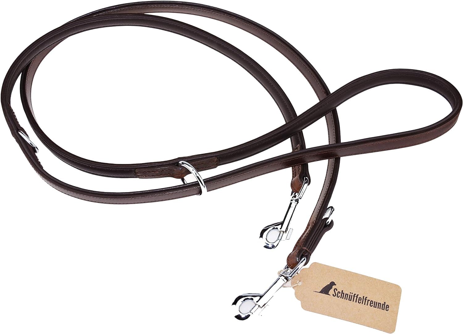 Hunde Halsband und Leine Set - aus Leder - handgenäht - Halsband Größe L/Leine 230cm (Braun)