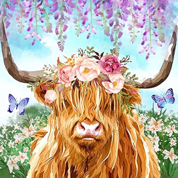 EXQUILEG Diamond Painting, kit di pittura fai da te con diamanti di mucca per adulti e bambini, kit di pittura a croce 5D, per decorazione della casa (60 x 90 cm)