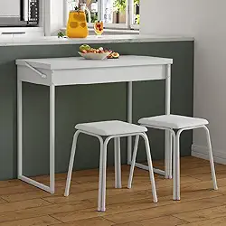Conjunto Mesa Dobrável com 2 Banquetas Branco Carraro