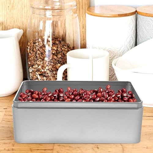 Miniatura 7 de Recipientes de lata vacíos Caja de latas de metal vacías con tapa de hojalata rectangulares plateadas, recipientes de almacenamiento rectangulares