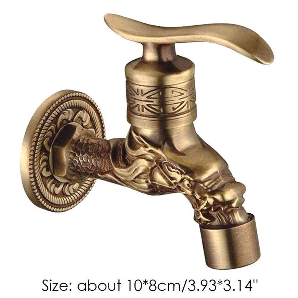 Grifo de Grifo de jardín Retro, Acabado de latón Antiguo, Montaje en Pared para baño, decoración de Lavadora, grifos de jardín al Aire Libre, Grifo de Agua, Grifo para Recipiente