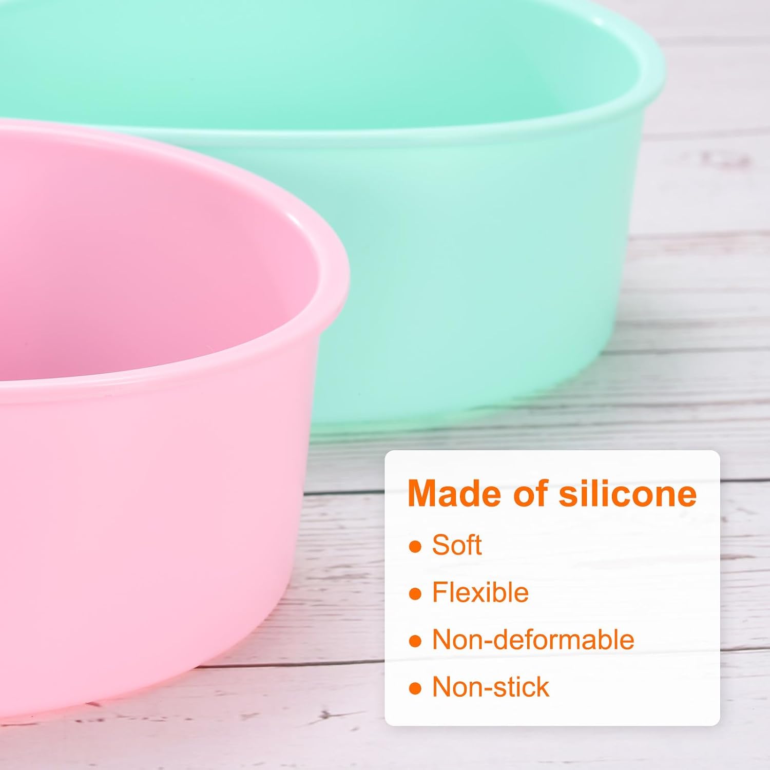HARFINGTON 6 Pcs Round Cake Pans 6.4" Nonstick Quick Release Silicone Cake Mould Bakeware Tools for Baking Cupcakes Bread Pizza, Pink