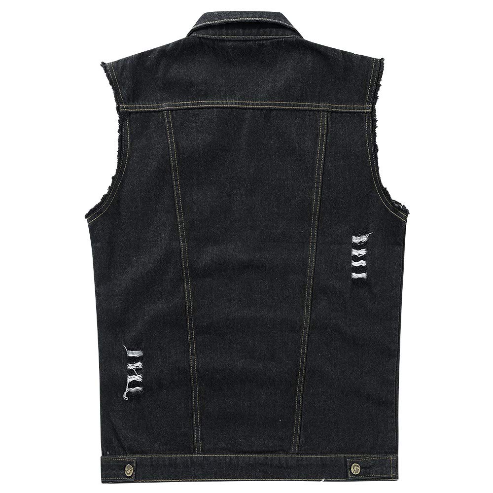 YOUTHUP Gilet per Uomo Vintage Strappato Gilet di Jeans da Uomo Fresco Senza Maniche Giacca Jeans Capispalla