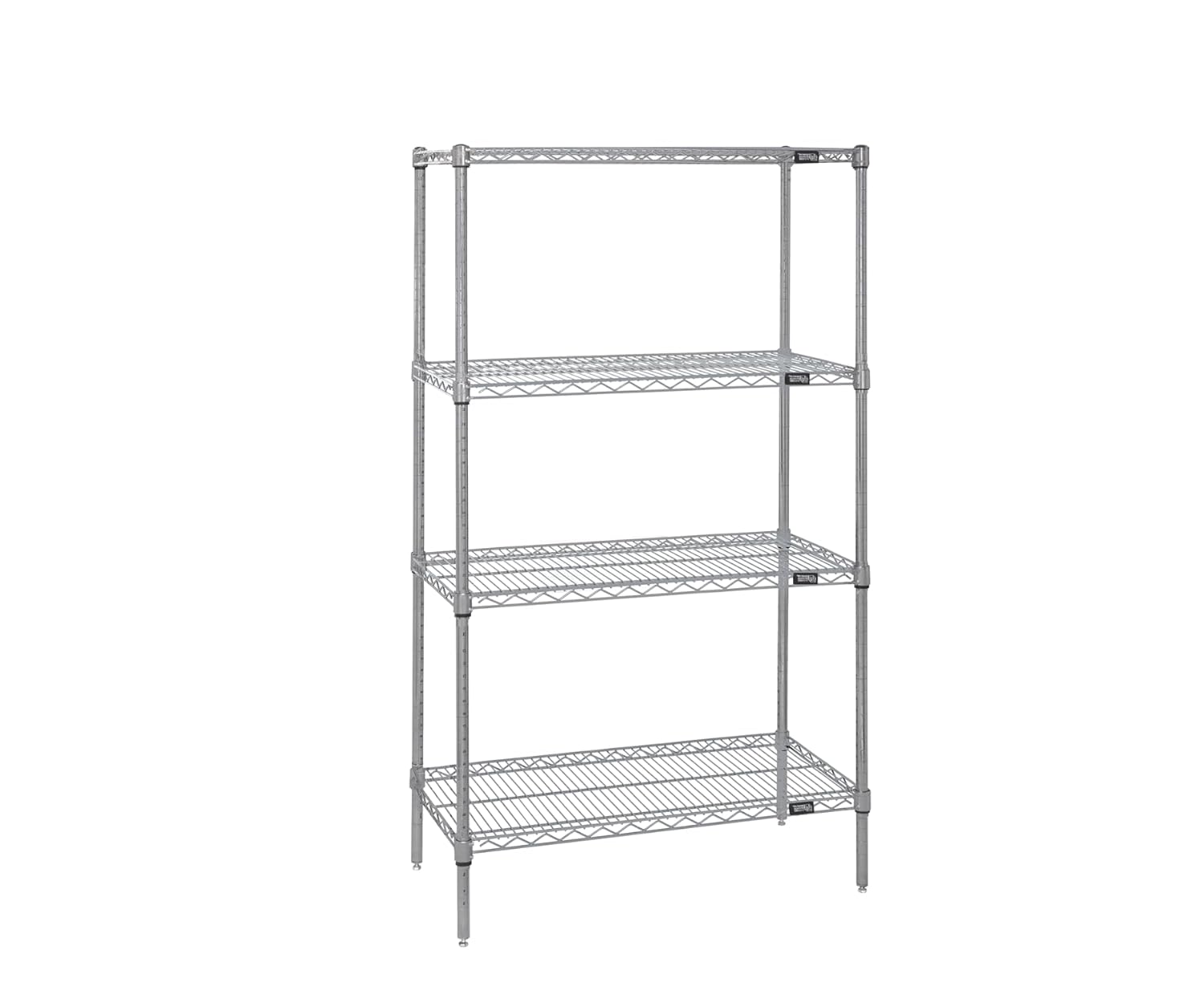 Quantum Storage Systems WR54-1848S Starter Kit for 54" High 4-Tier Wire Shelving Unit, Stainless Steel Finish, 18" Width x 48" Length x 54" Height