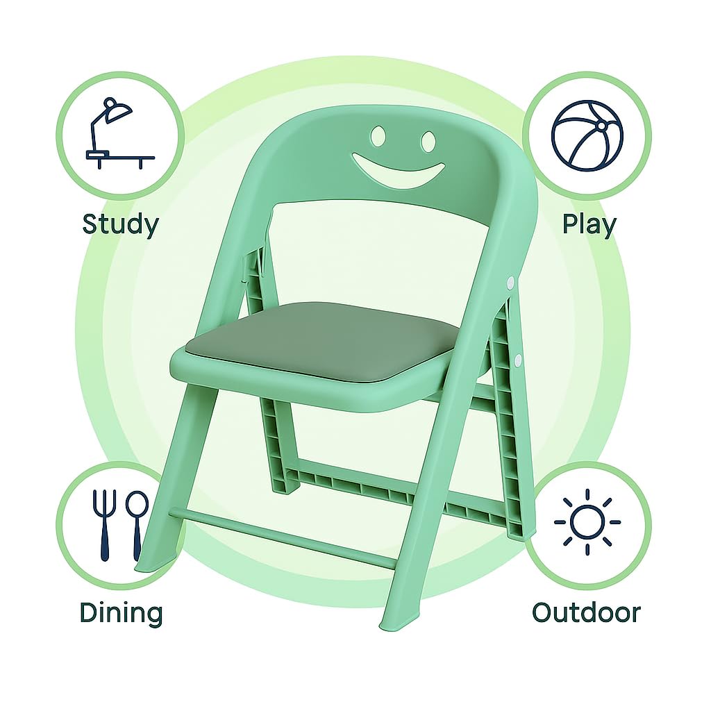Snevad Kids Folding Chair with Cushion Backrest Lightweight Portable Plastic Chair for Boys Girls Study Dining Playroom Multipurpose Baby Chair for Home Kindergarten Travel Easy to Fold & Carry 3