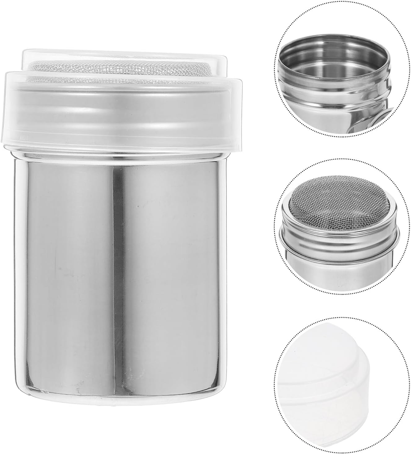 3 Piece Cinnamon Sugar Shaker Set with Lids Stainless Steel