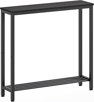 Narrow Console Table, 2-Tier Small Sofa Table, 29.5" Thin Entryway Behind Couch Table with Shelves, Industrial Hallway Table, for Living Room, Foyer, Black CT03BB