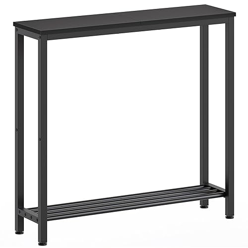 Narrow Console Table, 2-Tier Small Sofa Table, 29.5" Thin Entryway