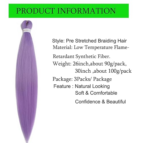Miniatura 5 de Cabello trenzado preestirado de 30 pulgadas, 3 paquetes de cabello sintético de trenzas de ganchillo, textura Yaki, ajuste de agua caliente,