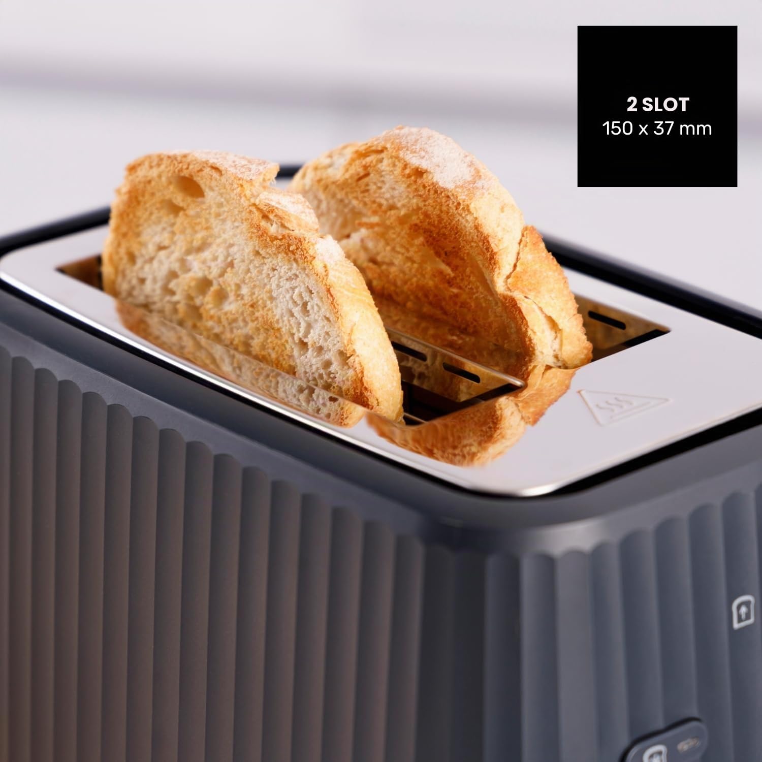 Taurus – Tostapane Jonic Toast 1150W | 7 livelli di tostatura | 3 funzioni | 2 fessure | Centratura automatica | Indicatore luminoso | Sollevamento extra | Avvolgicavo | Raccoglibriciole | Nero