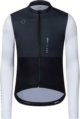 GCRFL Camiseta de ciclismo para hombre, manga larga, camiseta de ciclismo de carretera, bolsillo con cremallera, ligera, ajuste profesional UPF 50+