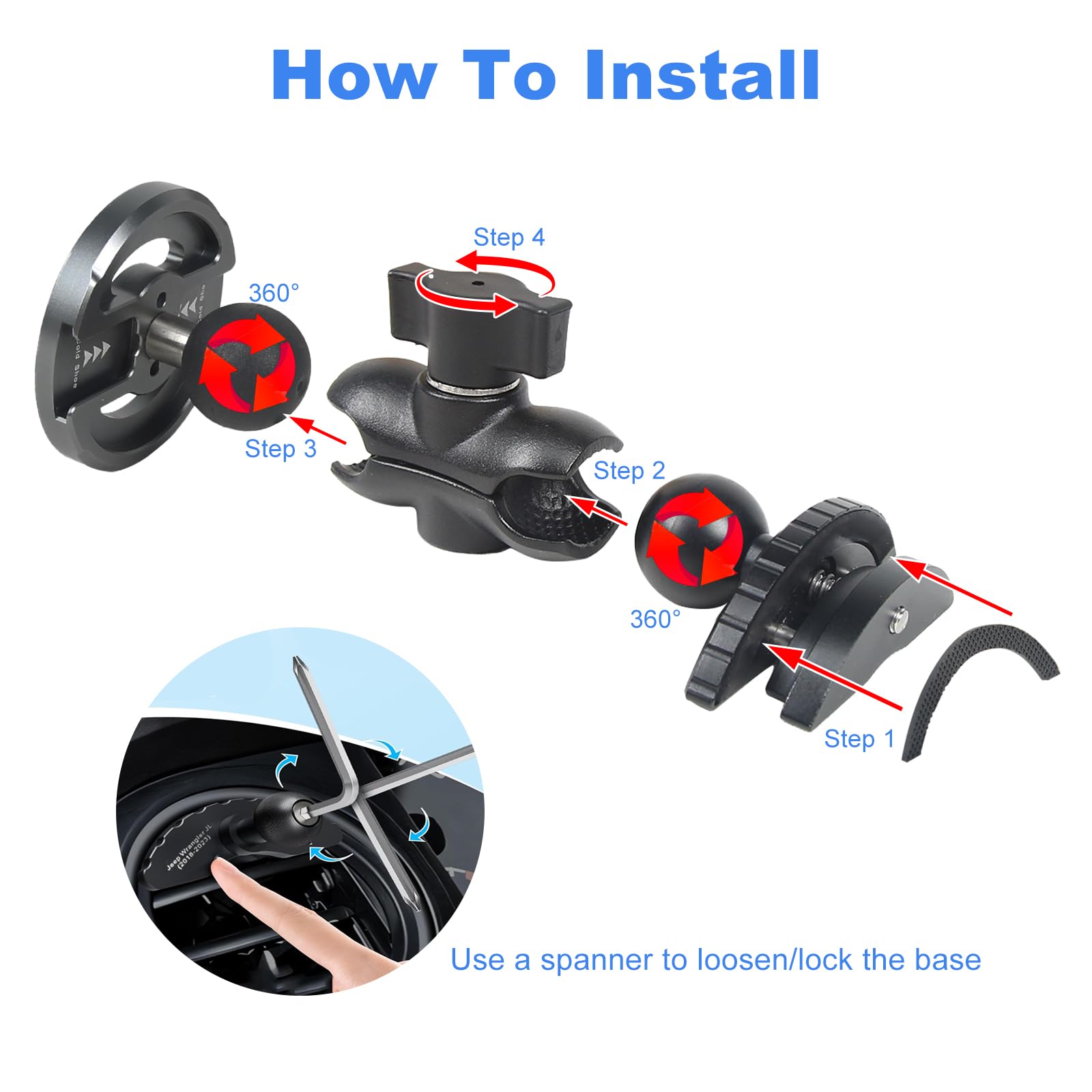 Kyostar Supporto magnetico per telefono per Jeep Wrangler JL 2018-2023, supporto per bocchetta di ventilazione auto, regolabile a 360°, forte aspirazione per tutti gli smartphone