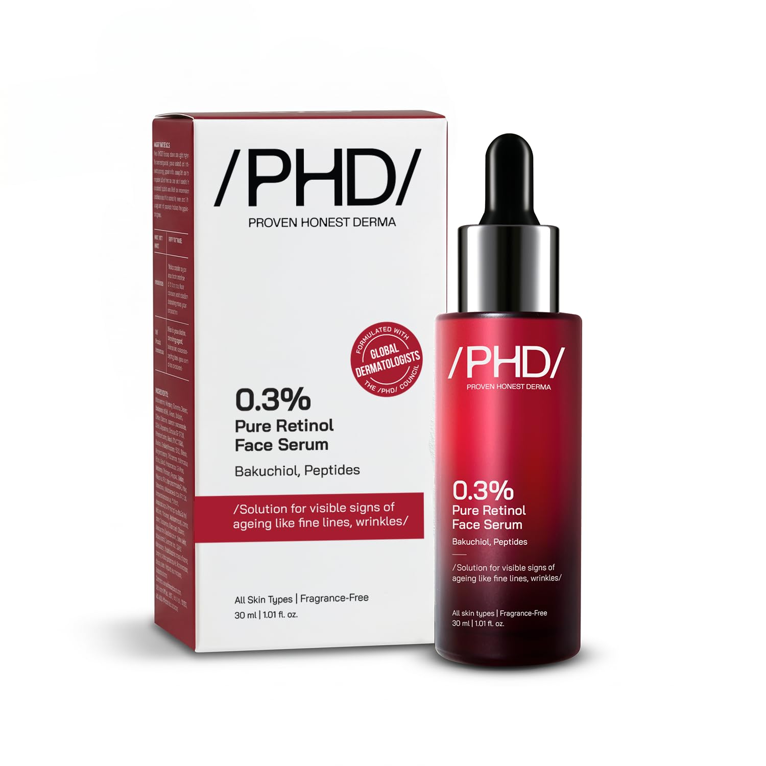 /PHD/ 0.3% Retinol Face Serum with Bakuchiol, Peptides & Hyaluronic Acid | Anti-Aging Serum for Oily, Dry & Combination Skin | Reduces Wrinkles, Fine Lines | For Men & Women | 30ml-image-10