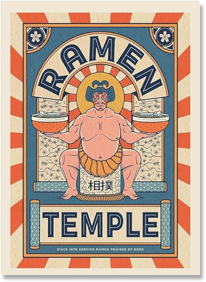 Amazon 和食壁画プリント面白いラーメン麺ポスターキッチンアートキャンバス絵画家の装飾 Color A Size 40x50cm No Frame Yingfun ウォールステッカー