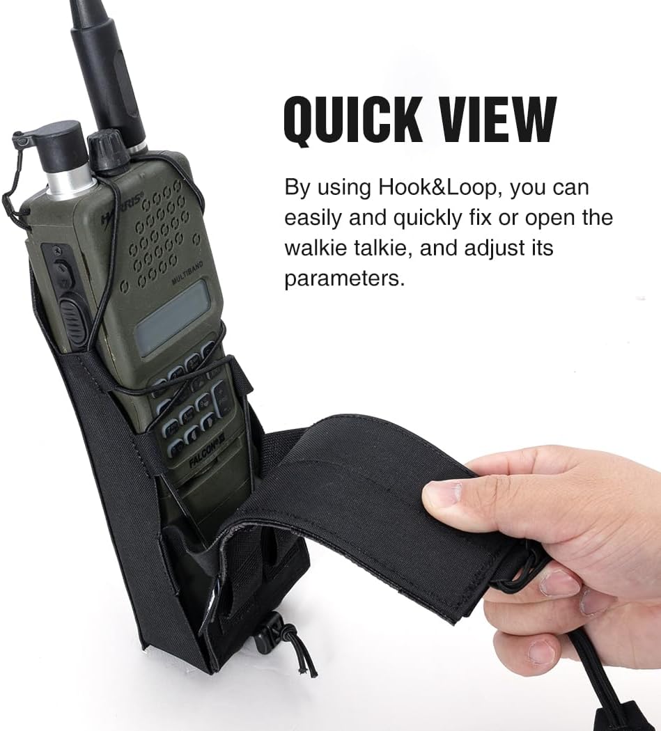 Tactical Universal Radio Holster Military Heavy Duty Holder Case For Two Way Walkie Talkie For MPU5 PRC148/152(Black)
