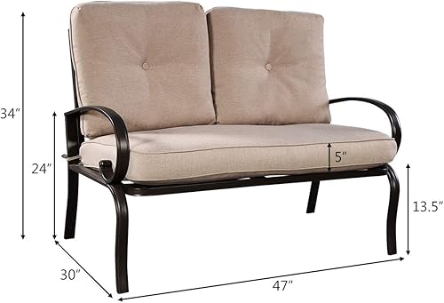 Miniatura 2 de HAPPYGRILL 2 Piece Patio Loveseat with Coffee Table Outdoor Garden Backyard Bench Sofa with Cushion