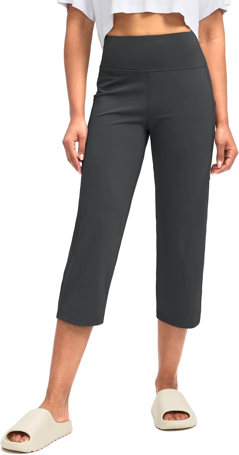 G Gradual Capri Pants for Women High Waist Workout Yoga Pants with Pockets Tummy Control Leggings Crop Straight