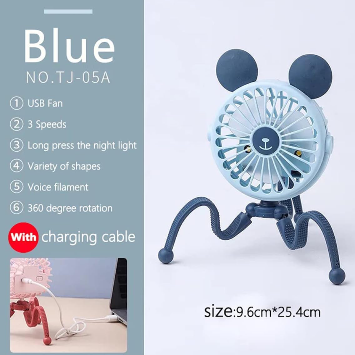 Portable Fan USB Baby Stroller Fan Clip on Fan Mini Tripod Fan for Baby Stroller Car Seat Traveling, baby pushchair cooling fans