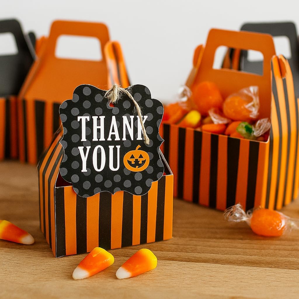 Andaz Press Classic Black and Orange Halloween Party Collection, Thank You Fancy Frame Gift Tags, 24-Pack